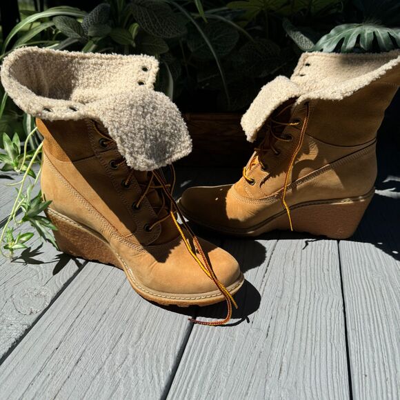 Timberland Amston Earthkeepers Beige Suede Wedge Boots Warm Weather Sport Wear - Picture 8 of 8